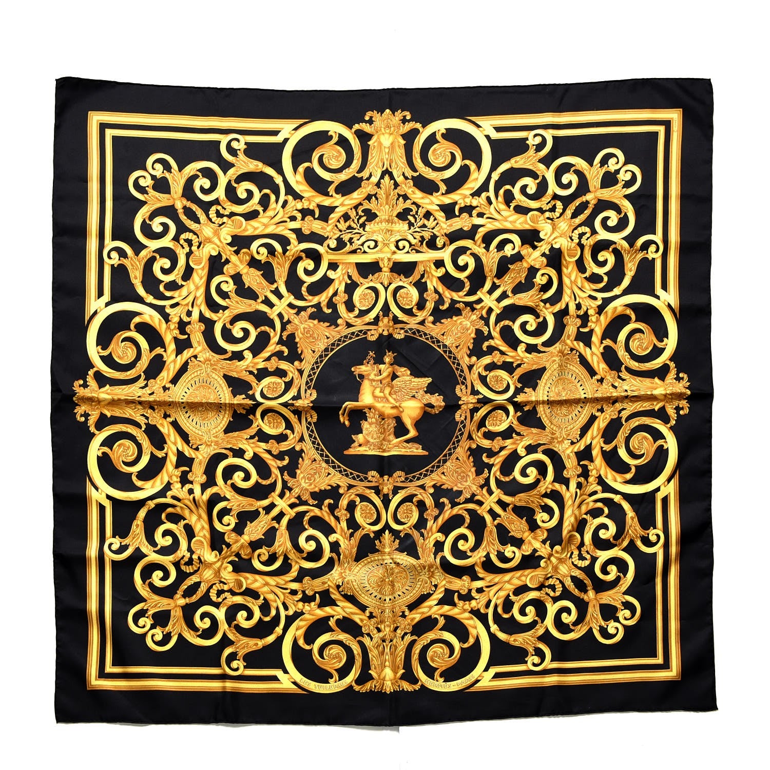 Hermes Silk Les Tuileries Scarf 90 Black 1 of 5