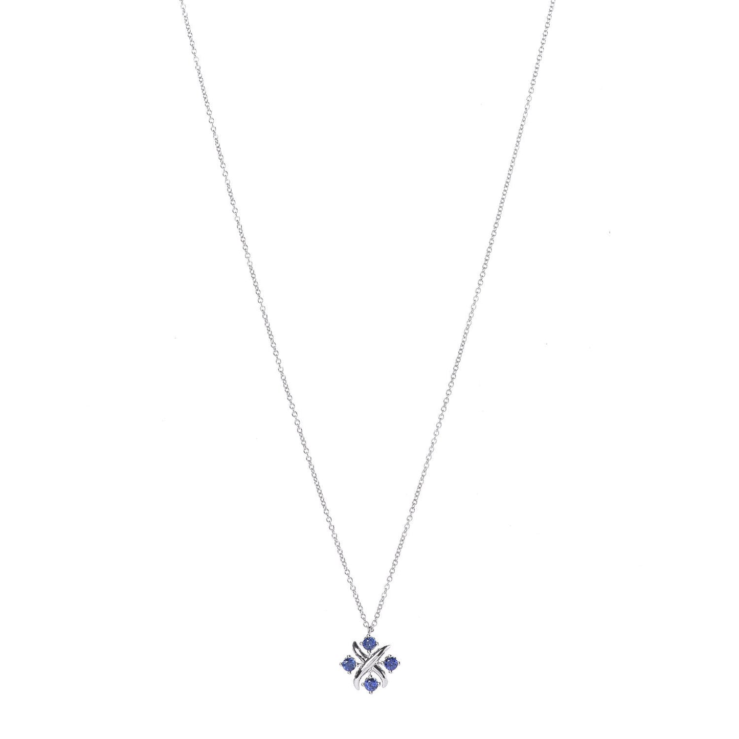 Platinum Blue Sapphire Schlumberger Lynn Pendant Necklace