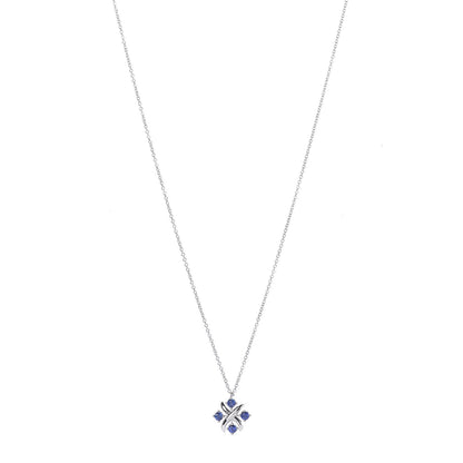 Tiffany Platinum Blue Sapphire Schlumberger Lynn Pendant Necklace 1 of 6