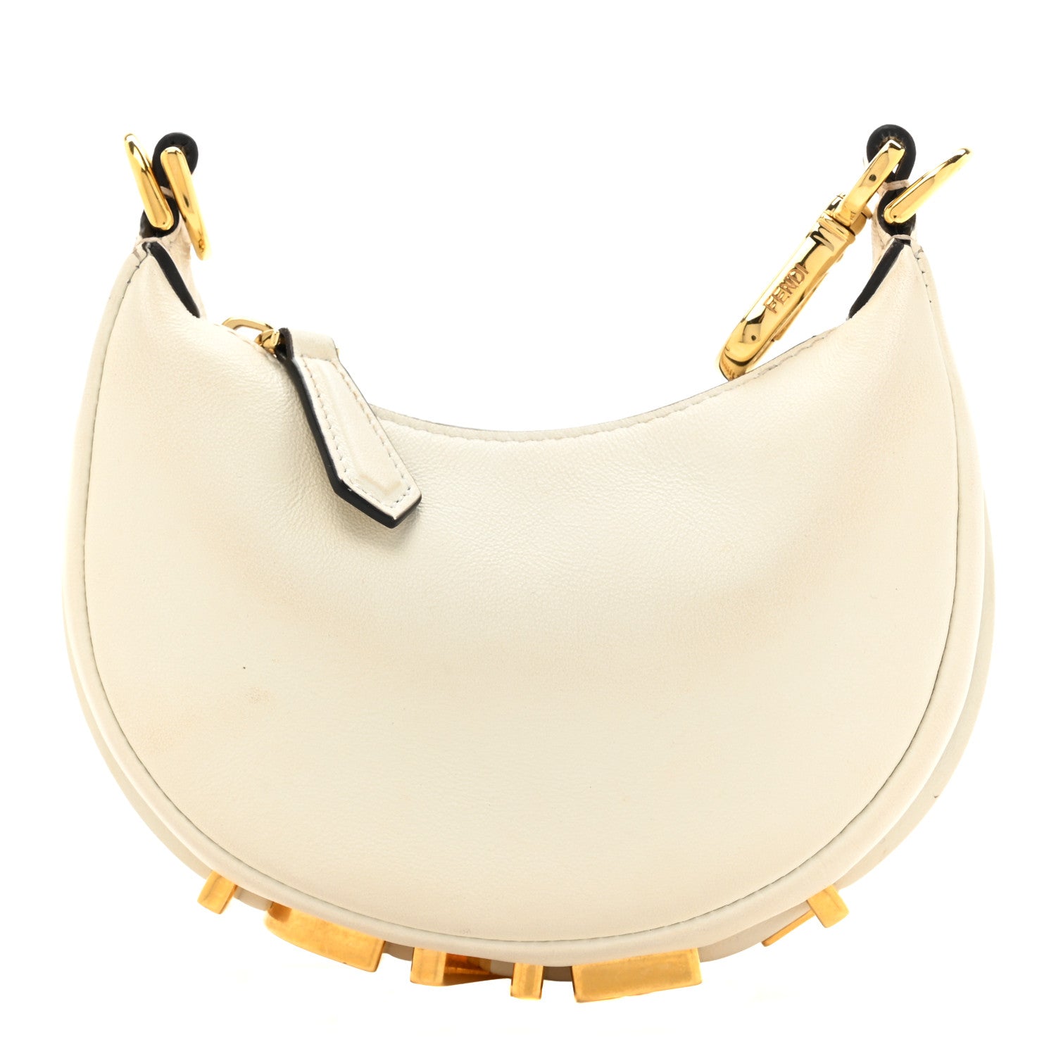 Fendi Vitello Grace Matte Nano Fendigraphy Hobo Charm White Ice 1 of 11
