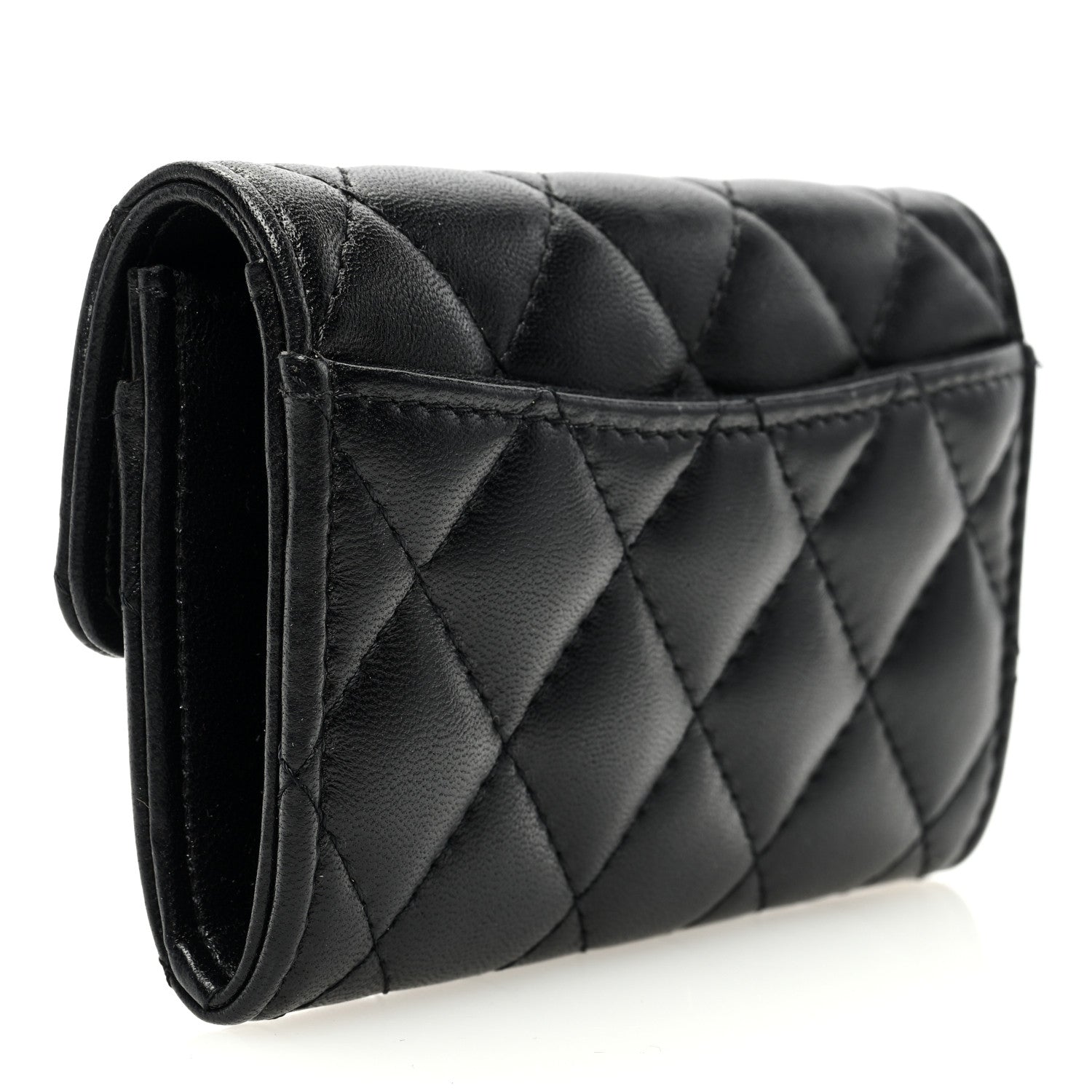 Chanel Lambskin Quilted Flap Card Holder Wallet So Black 3 of 9