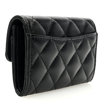 Chanel Lambskin Quilted Flap Card Holder Wallet So Black 3 of 9