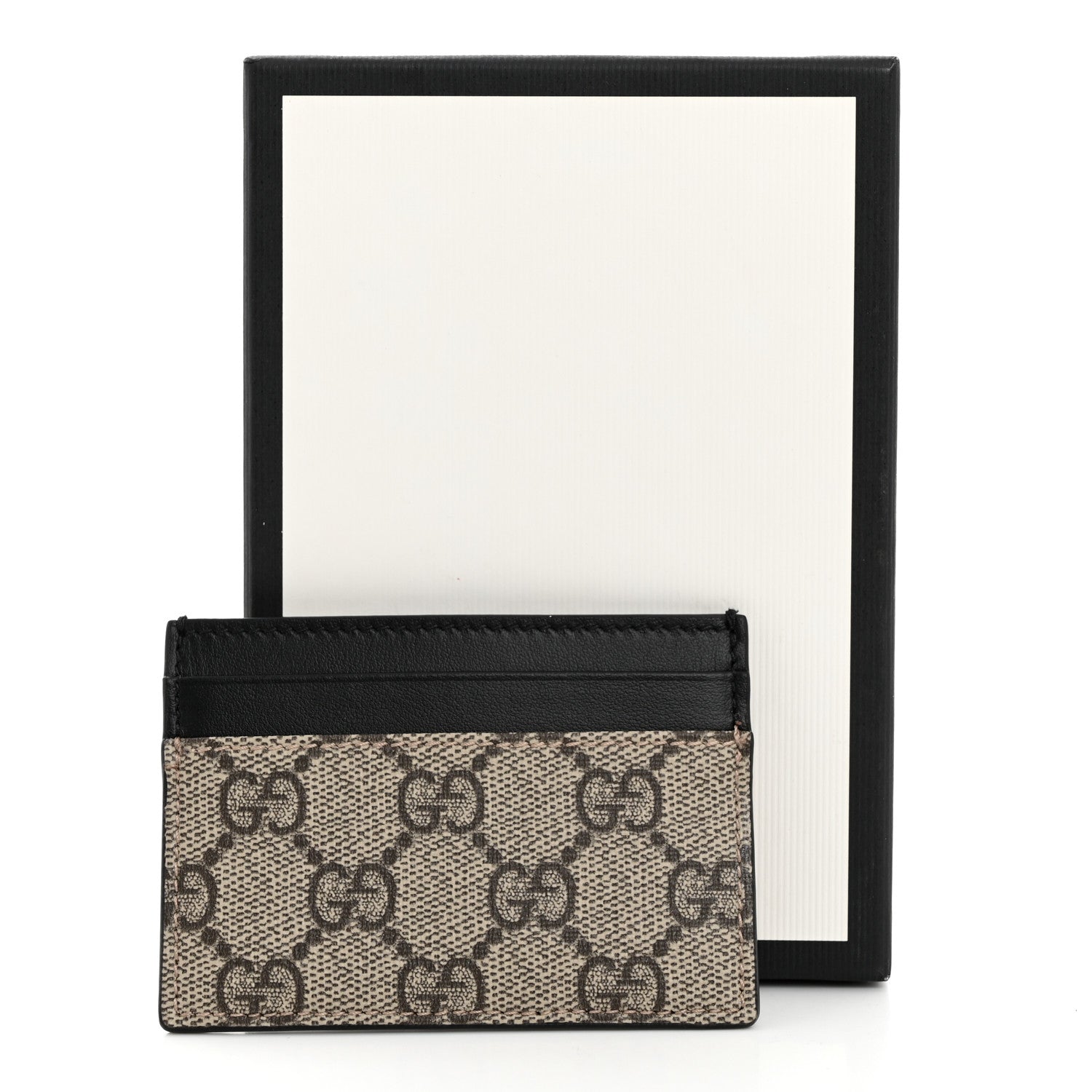 Gucci GG Supreme Monogram Calfskin Card Holder Beige Black 7 of 7