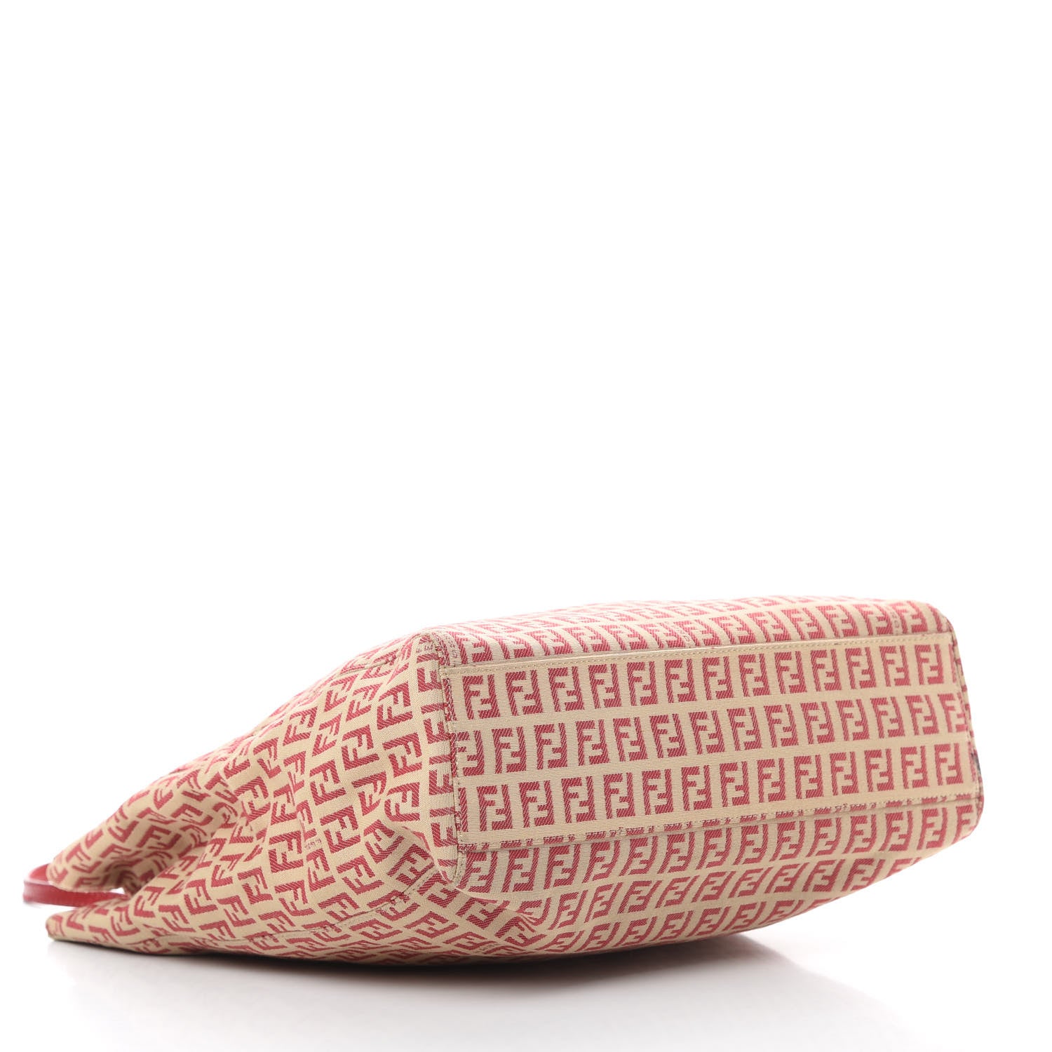 Fendi Zucchino Vitello Tote Beige Rosso 4 of 14