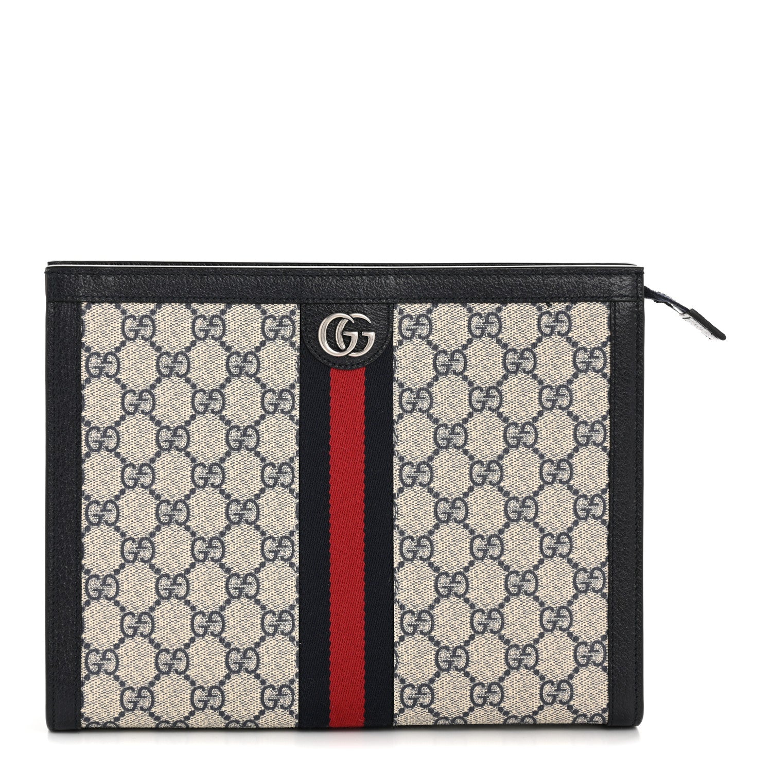 Gucci GG Supreme Monogram Web Ophidia Pouch Beige Blue 1 of 8