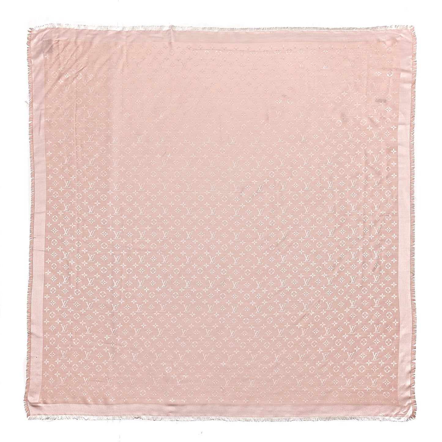 Silk Wool Monogram Denim Shawl Rose