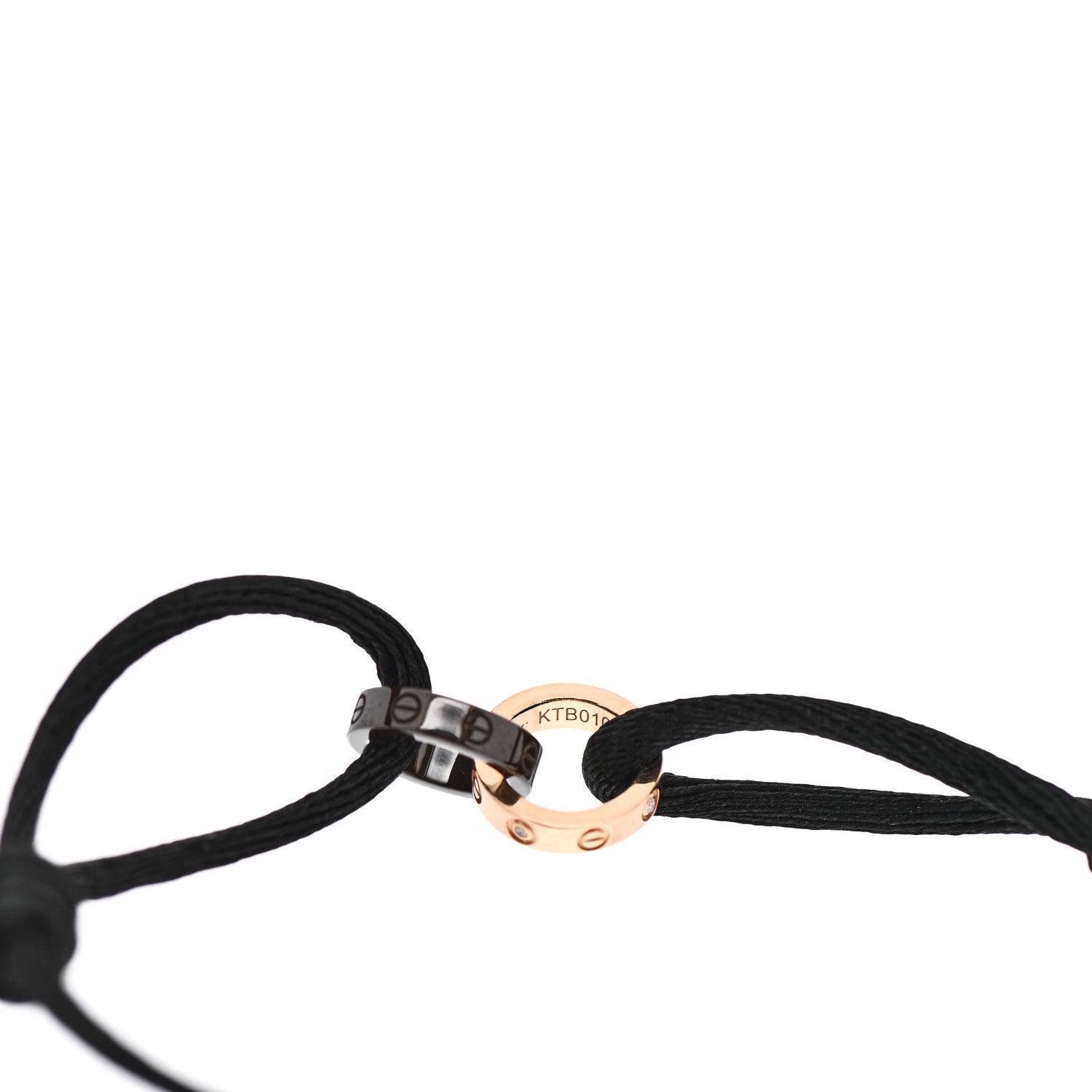Cartier 18K Pink Gold Ceramic 4 Diamond LOVE Cord Bracelet Black 4 of 6