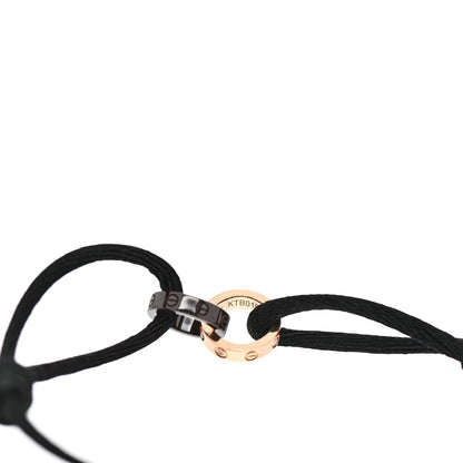 Cartier 18K Pink Gold Ceramic 4 Diamond LOVE Cord Bracelet Black 4 of 6