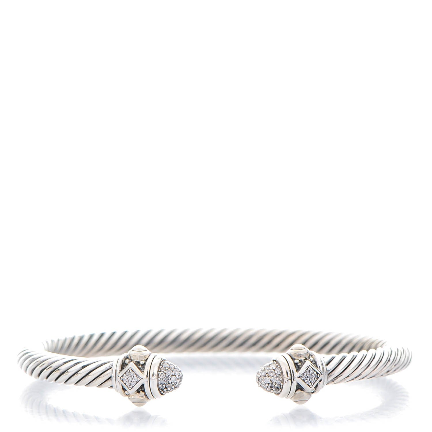 David Yurman Sterling Silver Diamond 5mm Cable Renaissance Bracelet 1 of 6