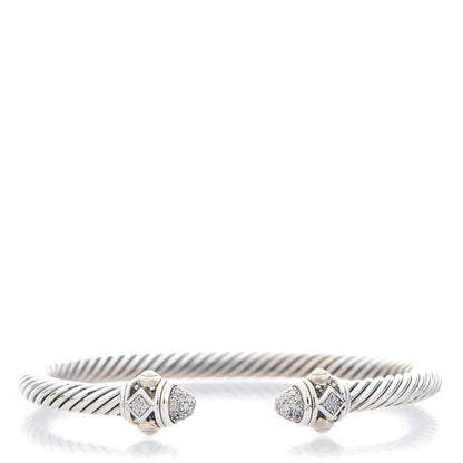 David Yurman Sterling Silver Diamond 5mm Cable Renaissance Bracelet 1 of 6