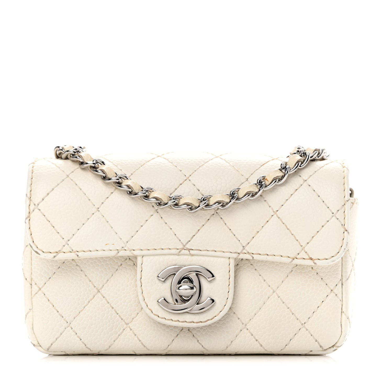 Caviar Quilted Extra Mini Flap White