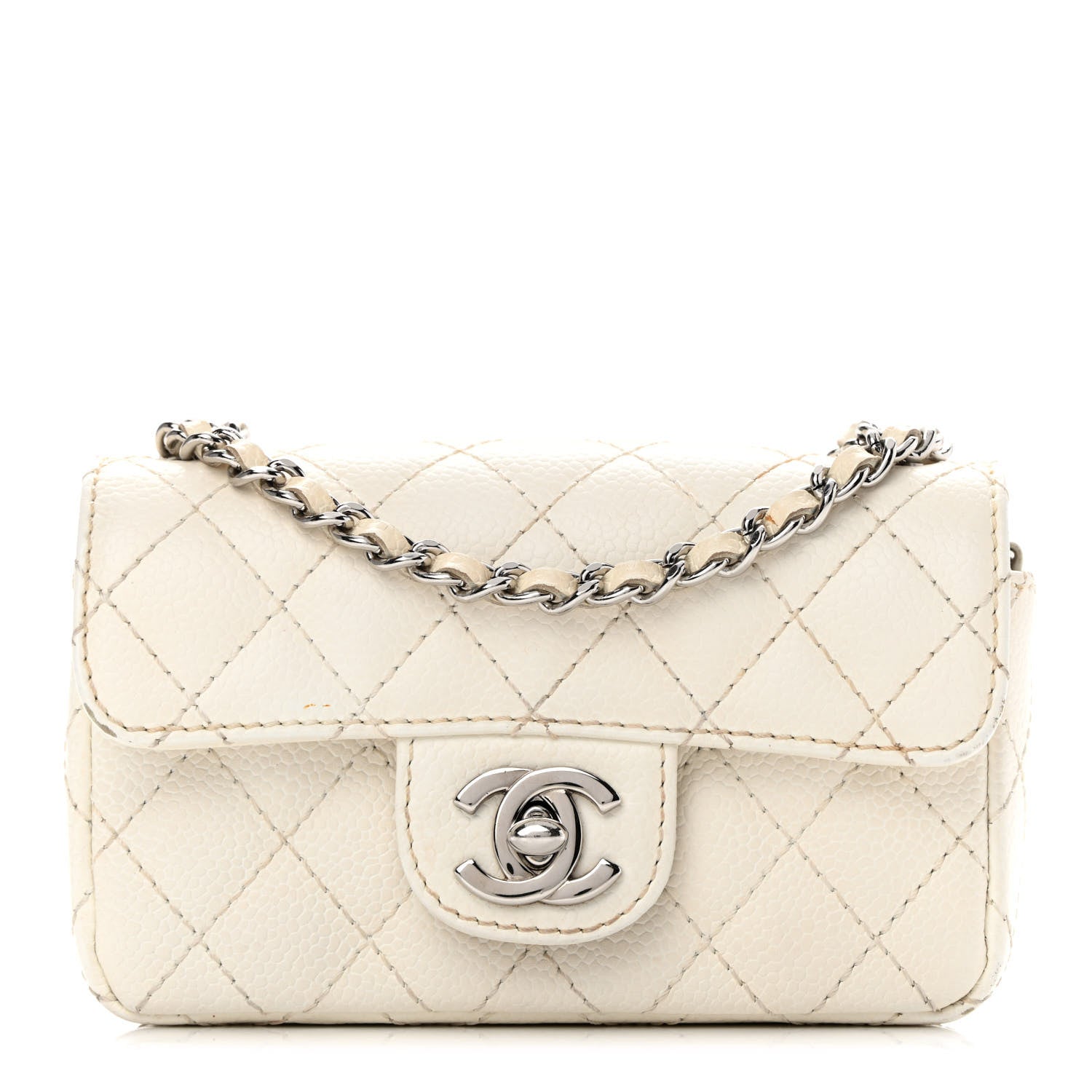 Chanel Caviar Quilted Extra Mini Flap White 1 of 15