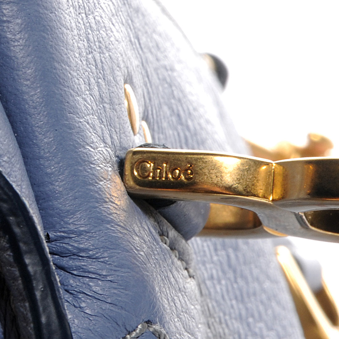 Chloe Grained Calfskin Mini Marcie Satchel Street Blue 7 of 8