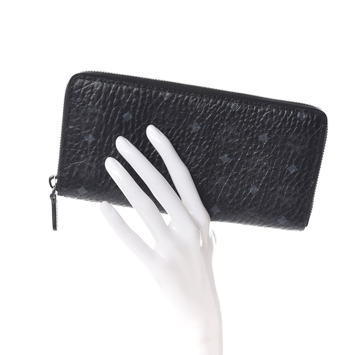 MCM Visetos Large Zip Around Wallet Black 2 of 7