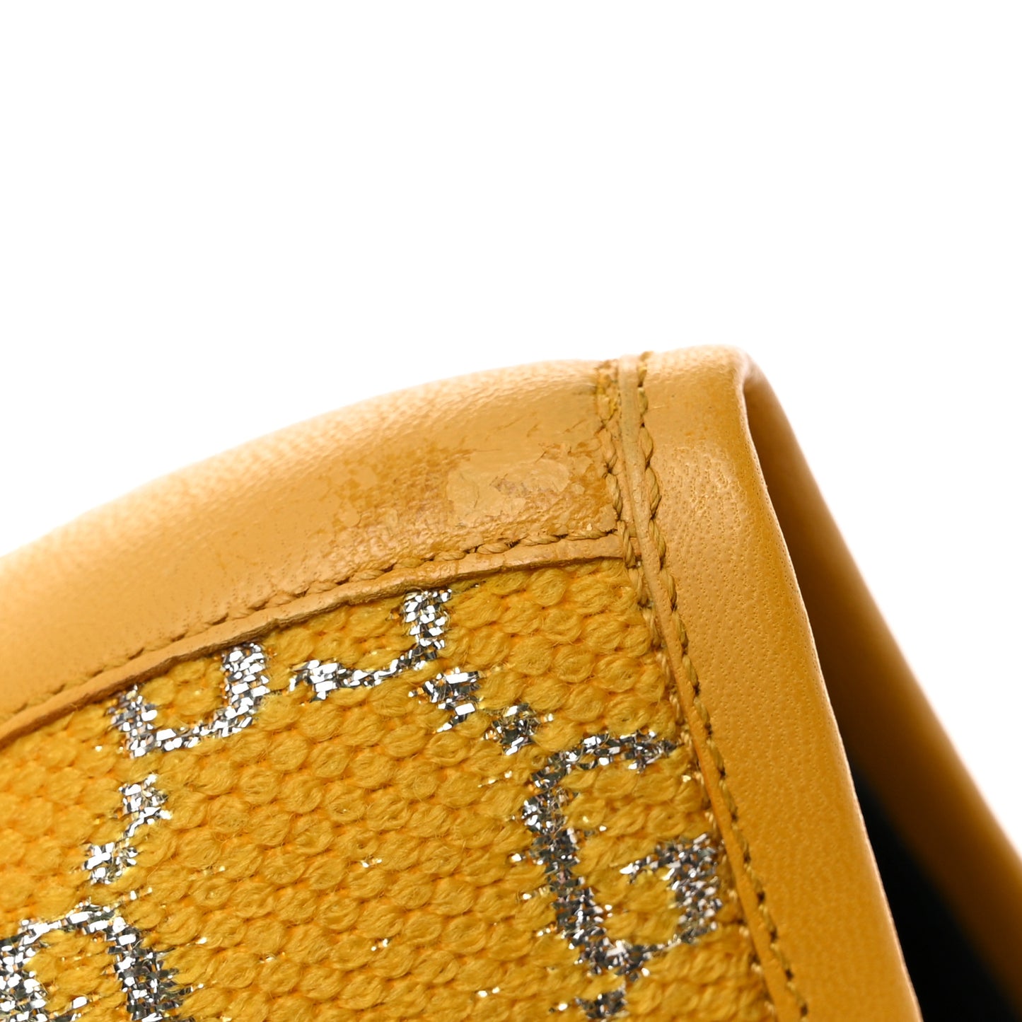 Canvas Lame GG Monogram Horsebit Womens Jordaan Loafers 36.5 Lemon Silver