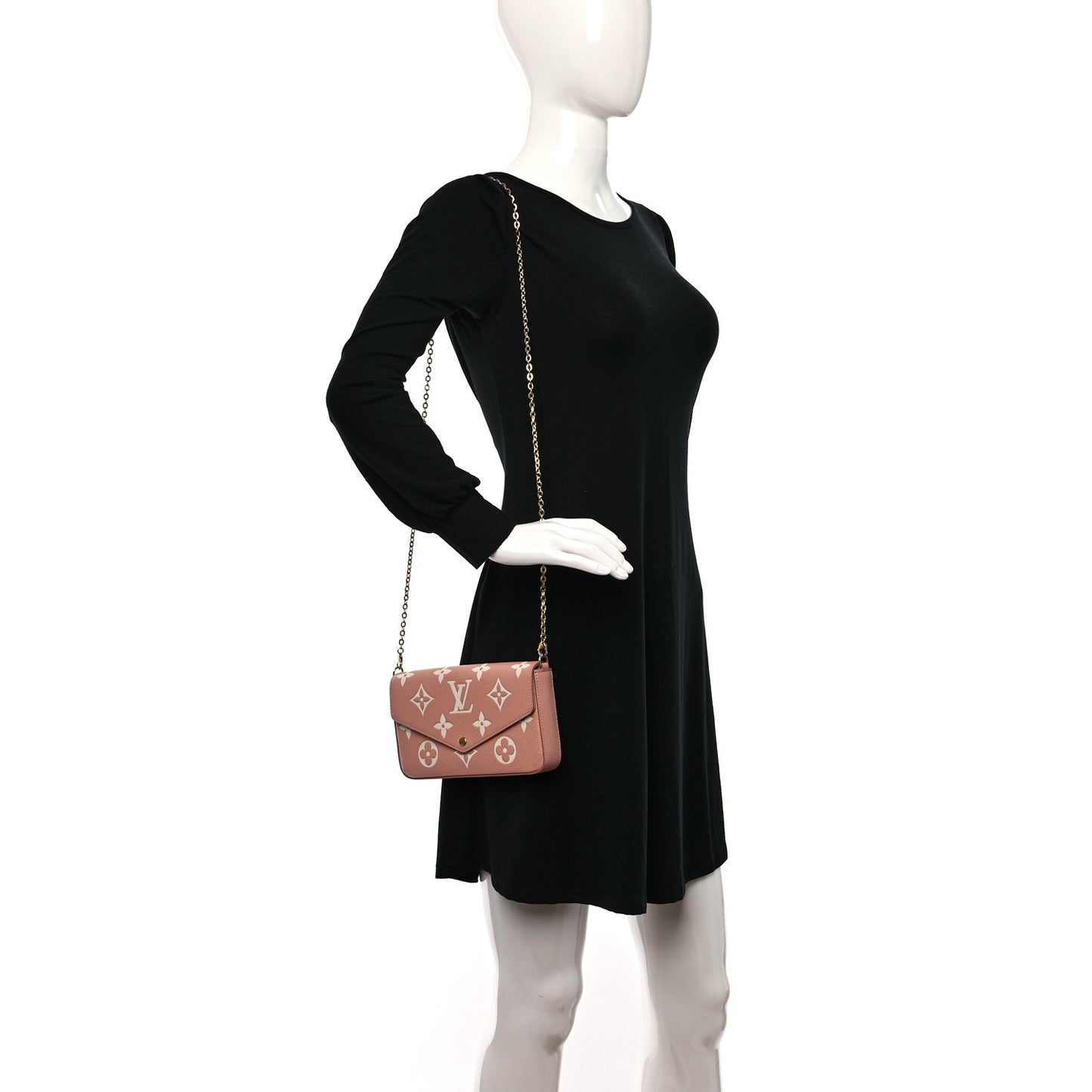 Empreinte Monogram Giant Felicie Pochette Chain Wallet Rose Trianon Creme