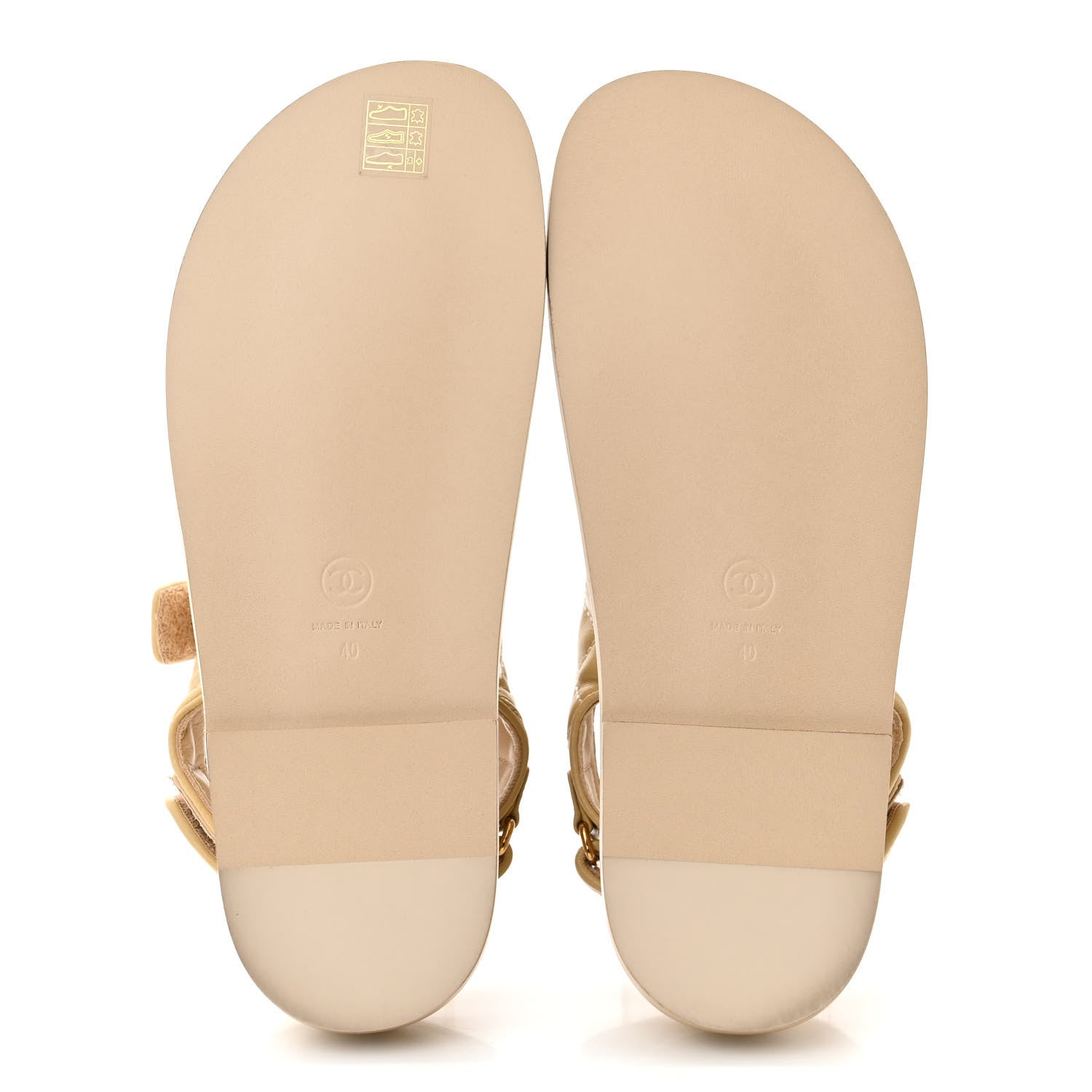 Chanel Lambskin Quilted Velcro Dad Chain CC Slide Sandals 40 Beige 5 of 9