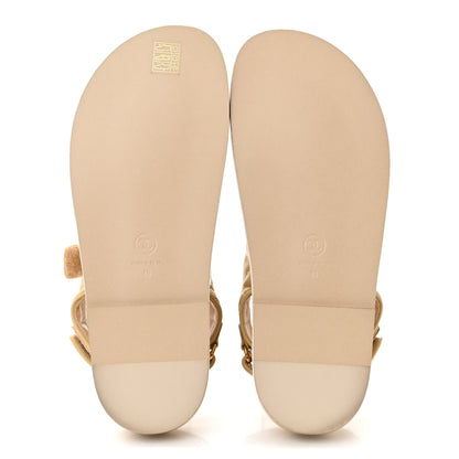 Chanel Lambskin Quilted Velcro Dad Chain CC Slide Sandals 40 Beige 5 of 9