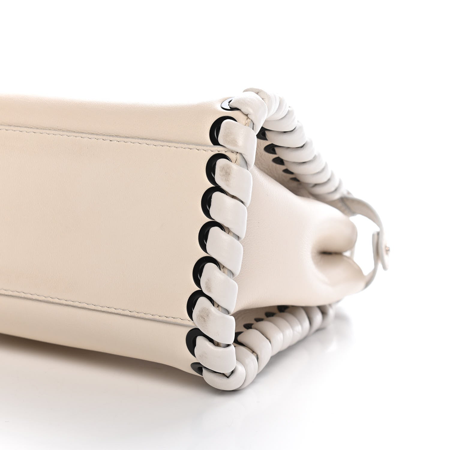 Fendi Nappa Lace Up Mini Peekaboo Iconic Satchel Bianco Carta 9 of 9