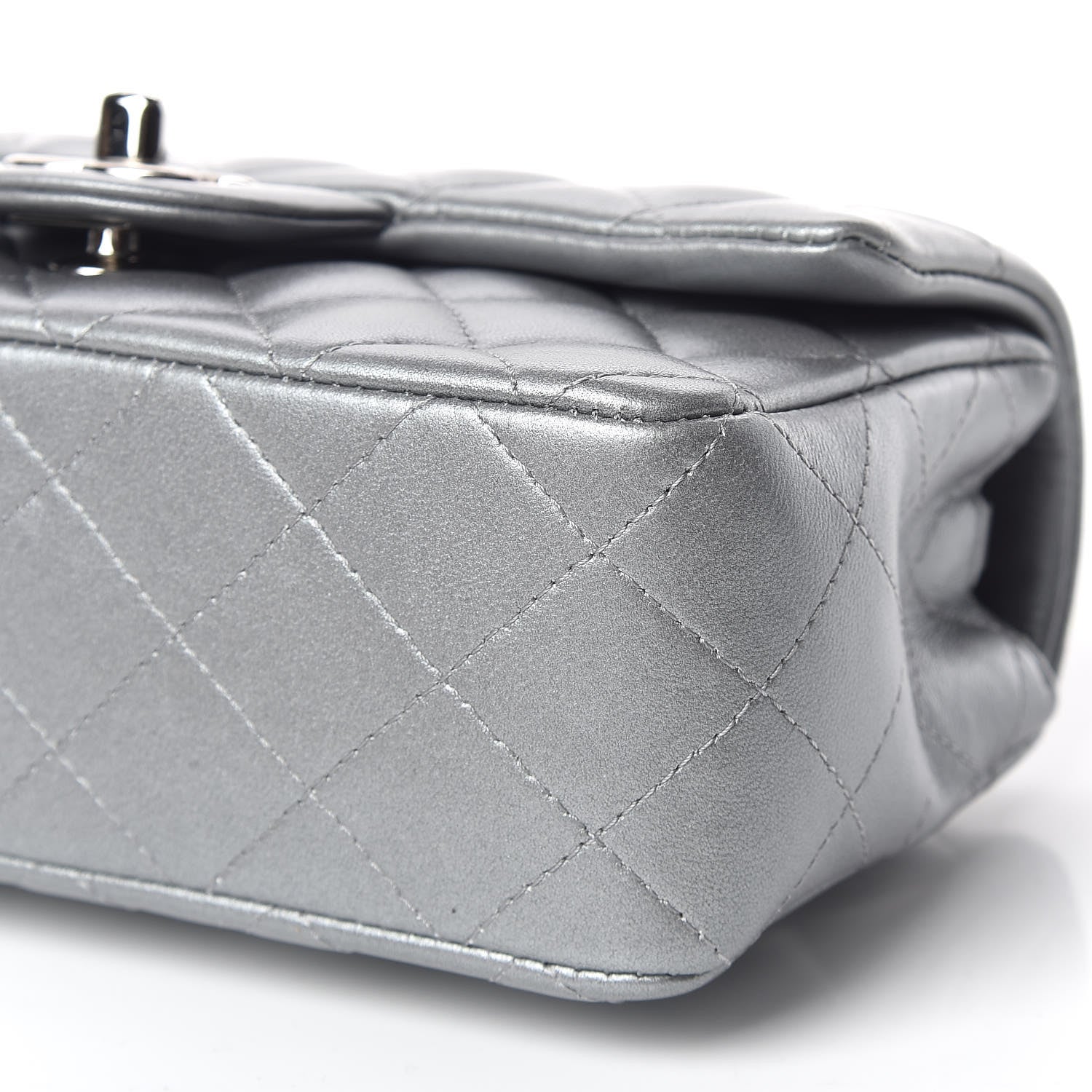 Chanel Metallic Lambskin Quilted Mini Rectangular Flap Silver 7 of 10