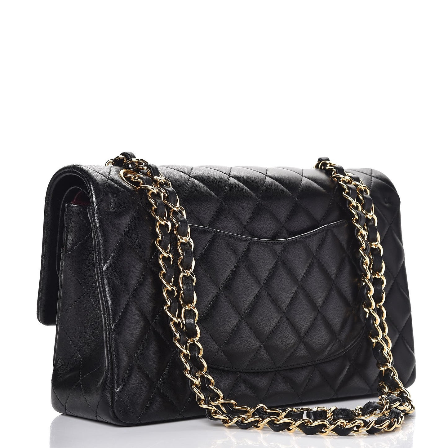 Lambskin Quilted Medium Double Flap Black