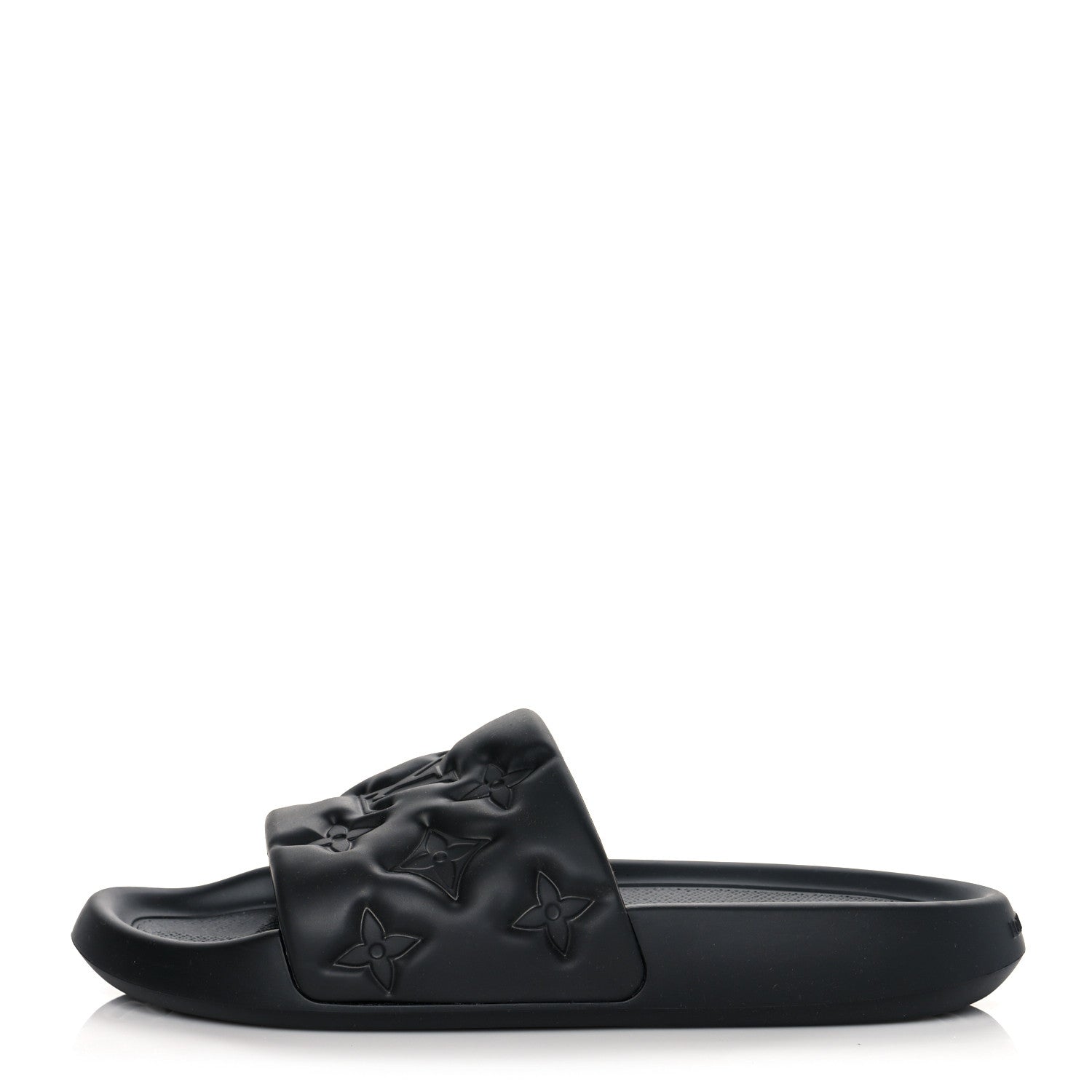 Louis Vuitton Rubber Embossed Monogram Mens Waterfront Mules 10 Black 1 of 7