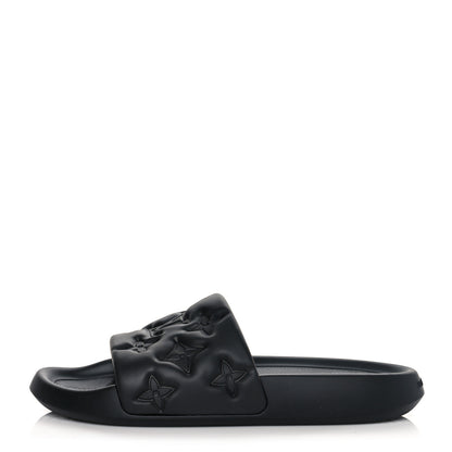 Louis Vuitton Rubber Embossed Monogram Mens Waterfront Mules 10 Black 1 of 7