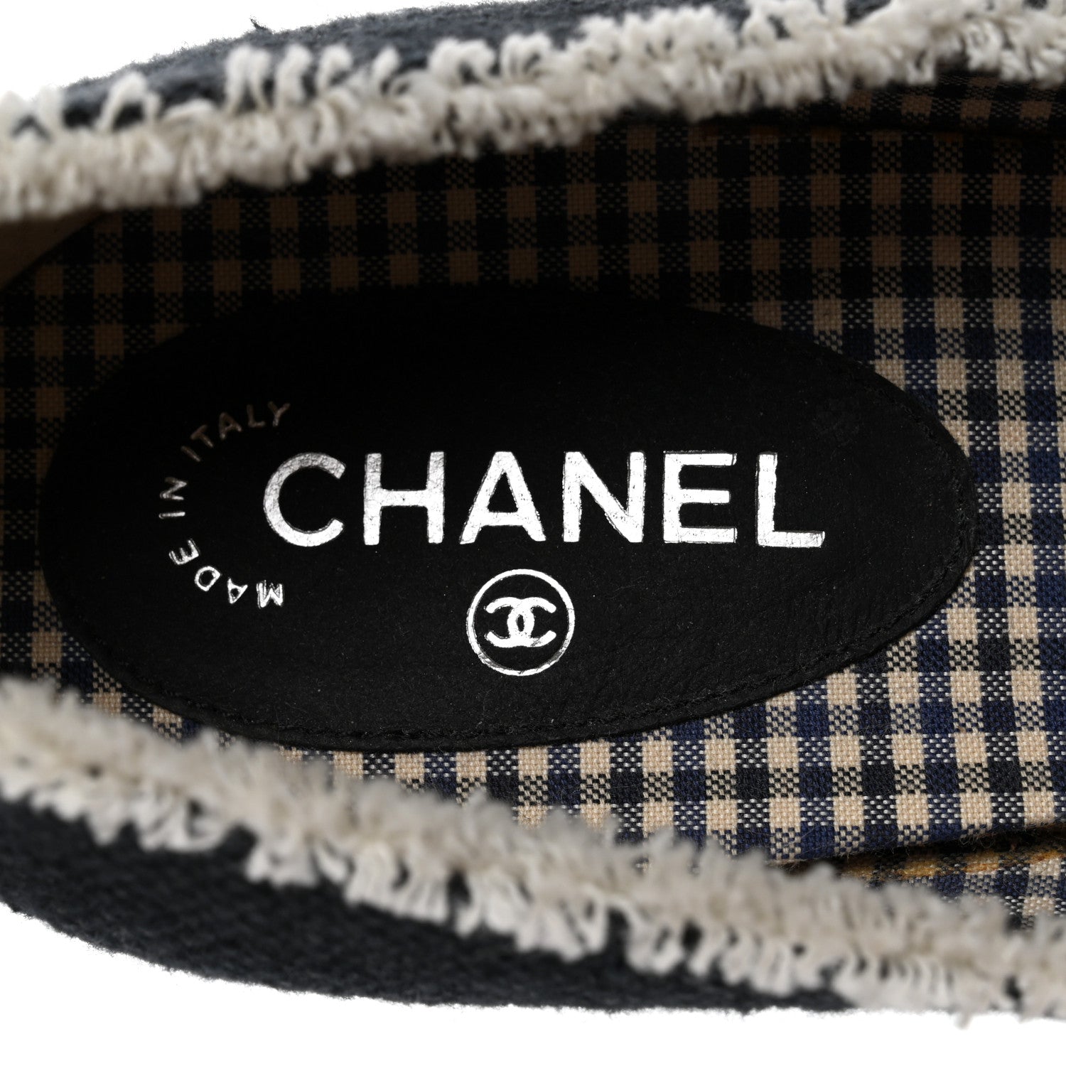 Chanel Tweed Escarpins Camellia CC Pumps 37.5 Navy White 7 of 13
