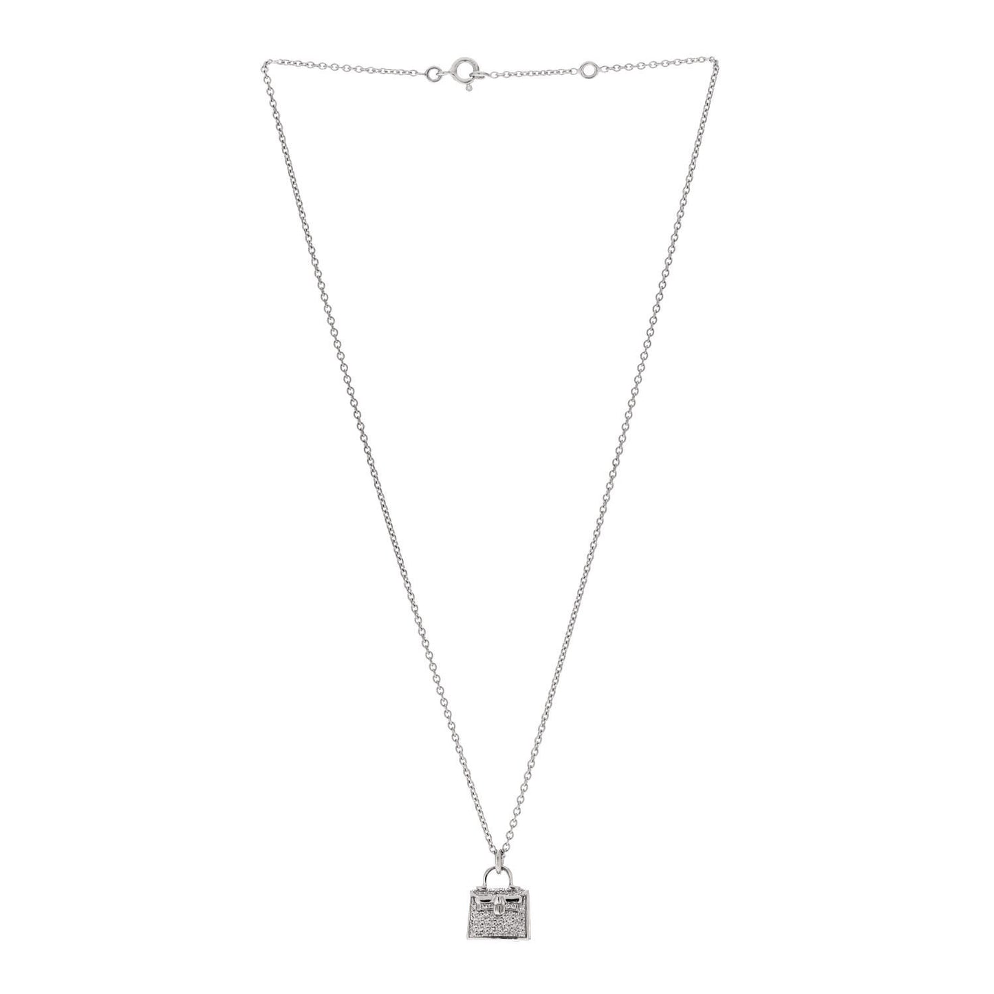 18K White Gold Diamond Kelly Amulette Pendant Necklace