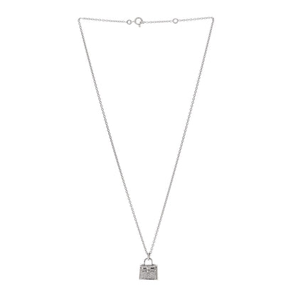 Hermes 18K White Gold Diamond Kelly Amulette Pendant Necklace 3 of 5