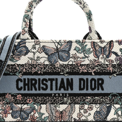 Christian Dior Canvas Embroidered Butterfly Mini Book Tote With Strap White Multicolor 8 of 15