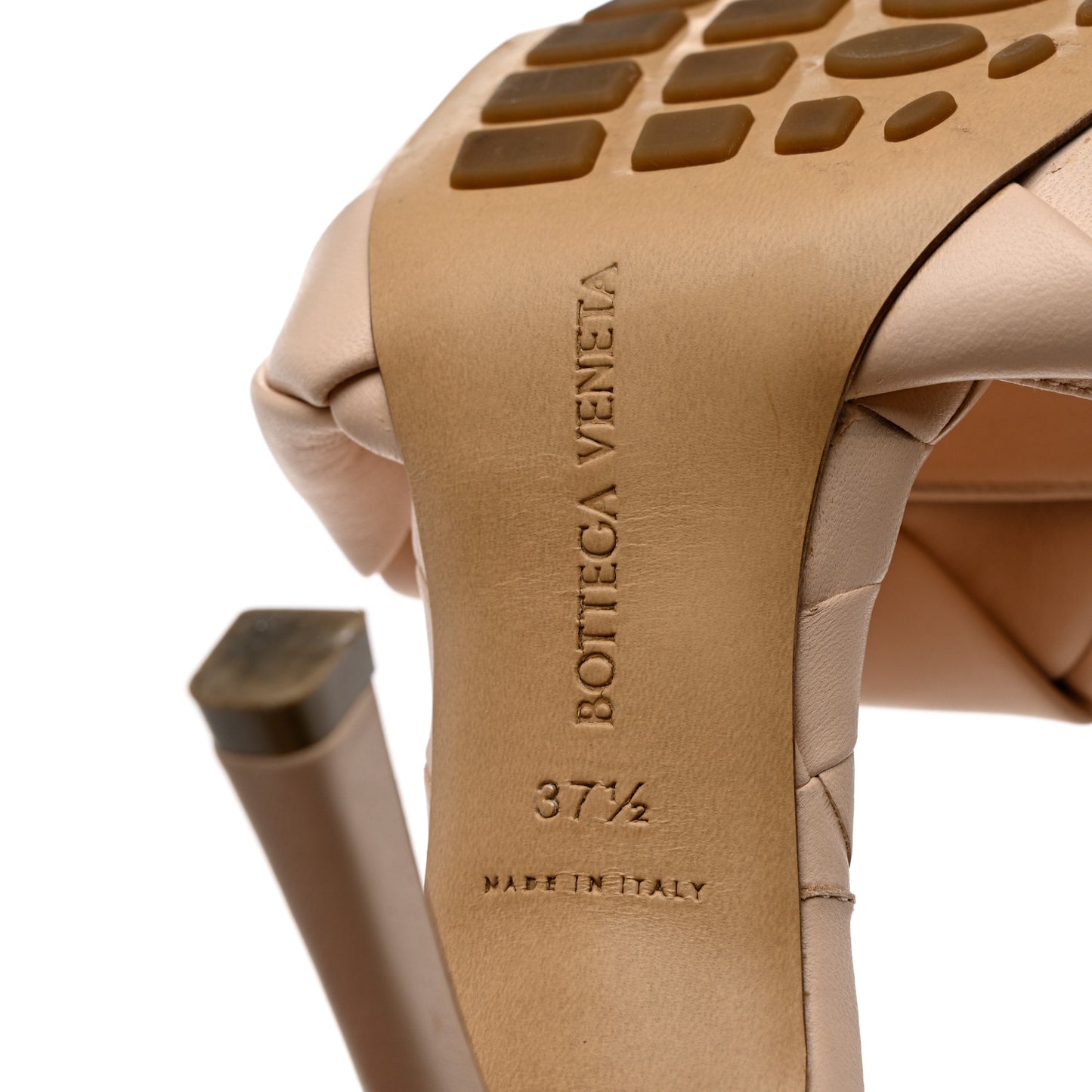 Nappa Maxi Intrecciato Lido Mule Sandals 37.5 Cipria