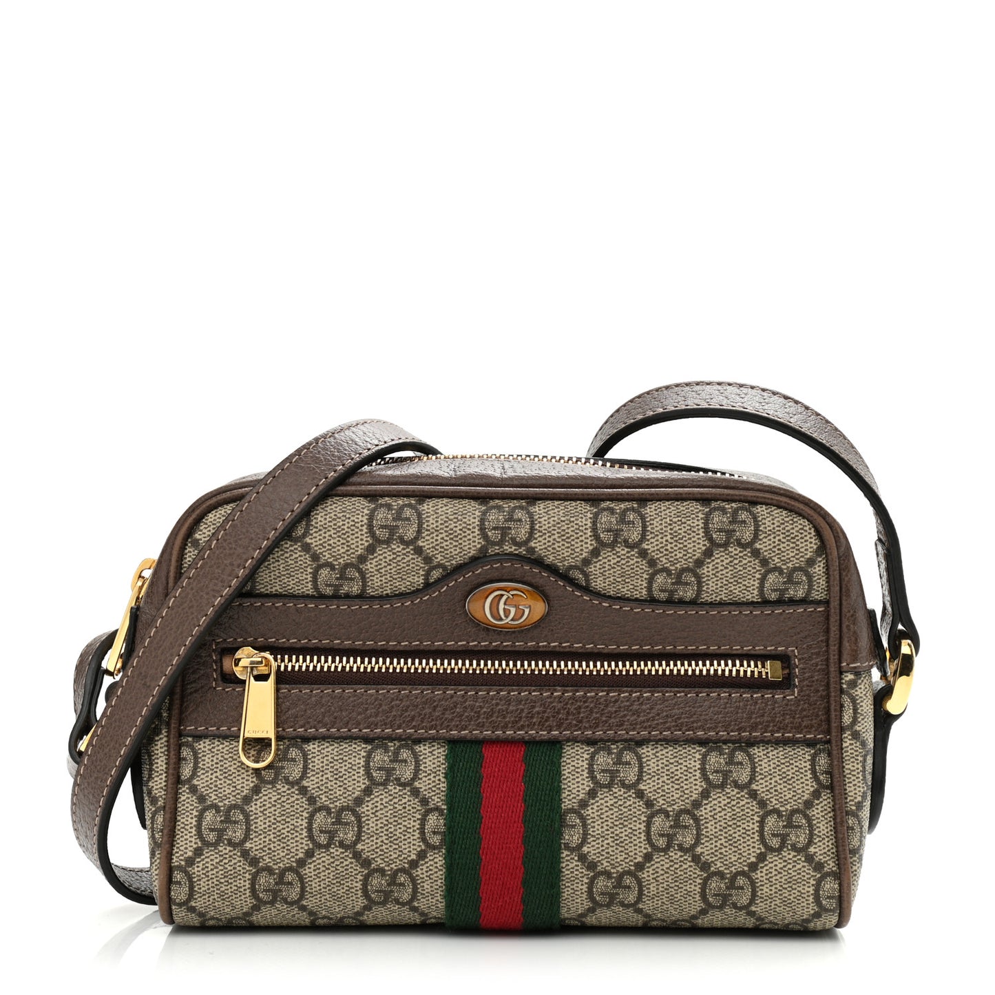 GG Supreme Monogram Web Mini Ophidia Shoulder Bag Brown