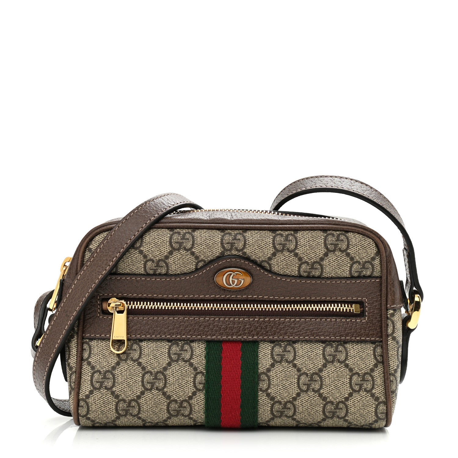 Gucci GG Supreme Monogram Web Mini Ophidia Shoulder Bag Brown 1 of 8