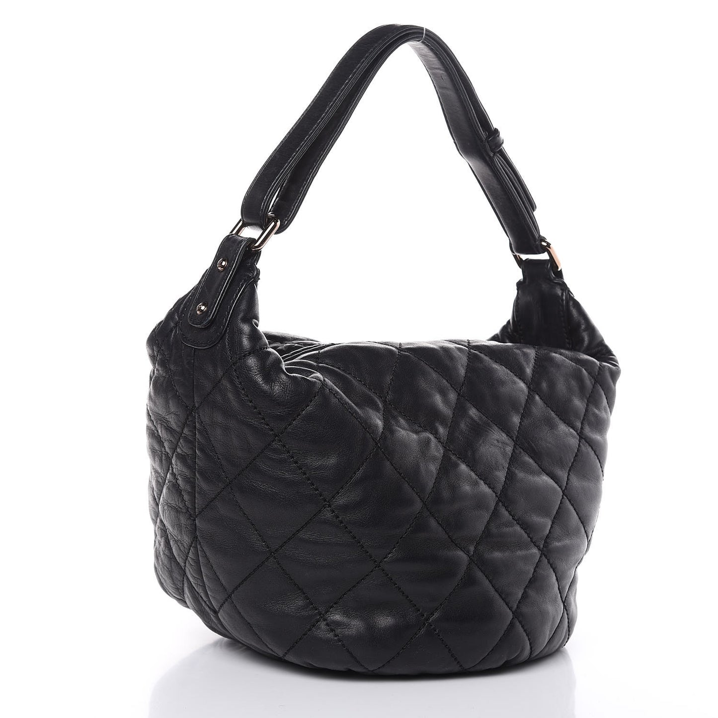 Lambskin Quilted Cloudy Bundle Hobo Black