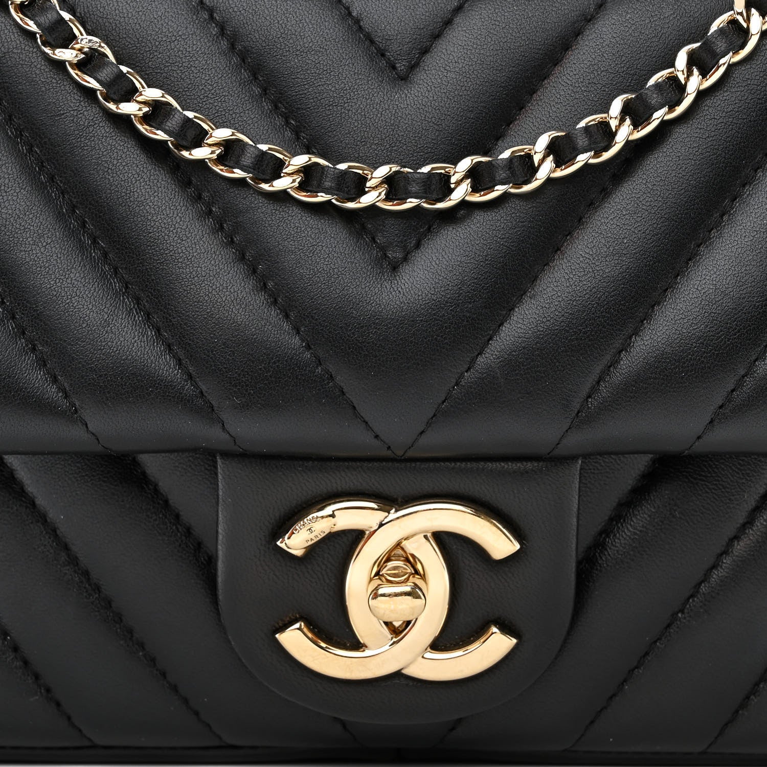 Chanel Lambskin Surpique Chevron Quilted Small Single Flap Black 8 of 10