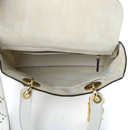 Christian Dior Calfskin Cannage Studded Medium Supple Lady Dior White 5 of 10