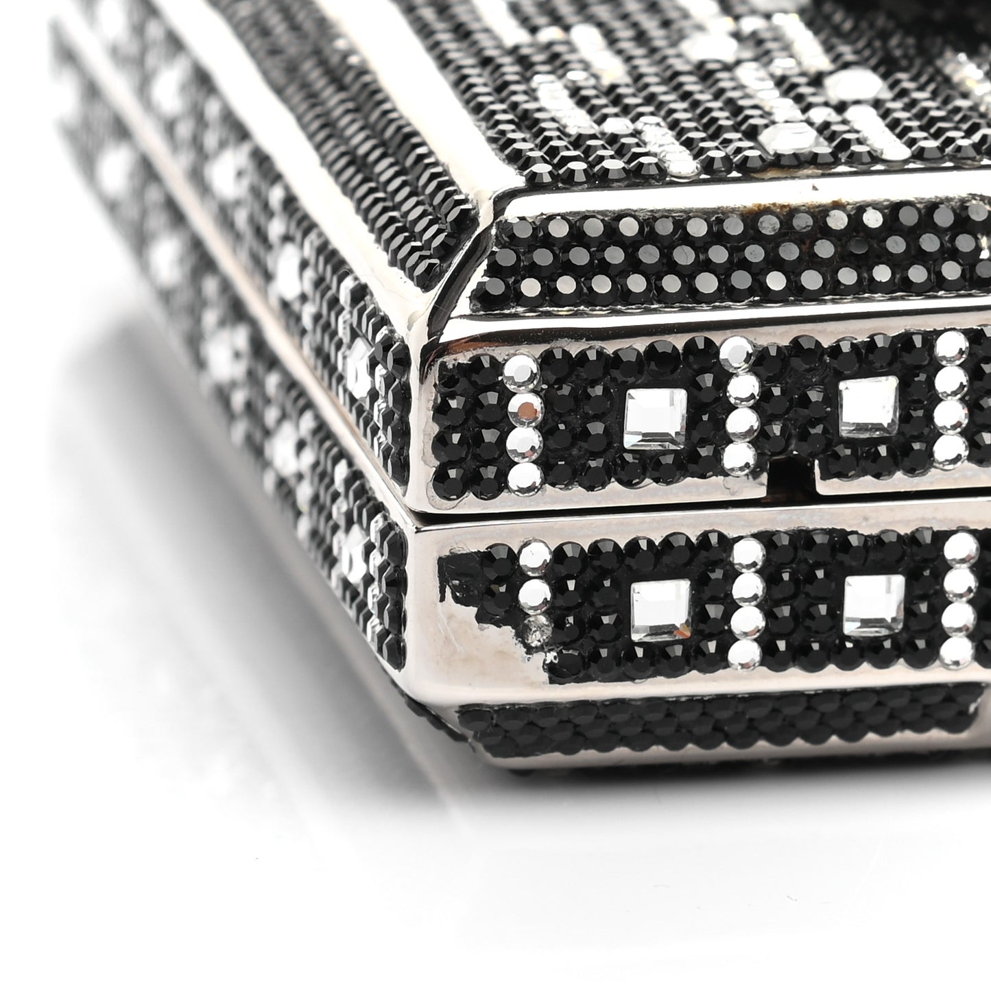 Crystal Minaudiere Clutch Black Silver
