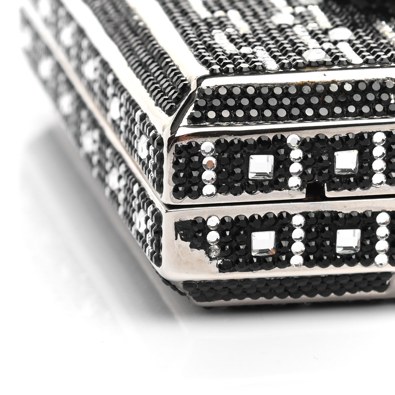 Judith Leiber Crystal Minaudiere Clutch Black Silver 10 of 10