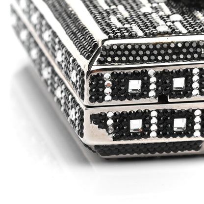 Judith Leiber Crystal Minaudiere Clutch Black Silver 10 of 10