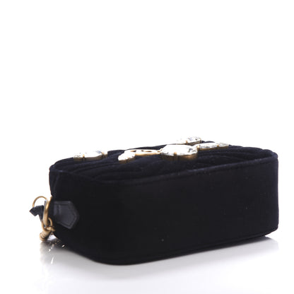 Gucci Velvet Matelasse Marquise Crystals Mini GG Marmont Chain Shoulder Bag Black 4 of 11