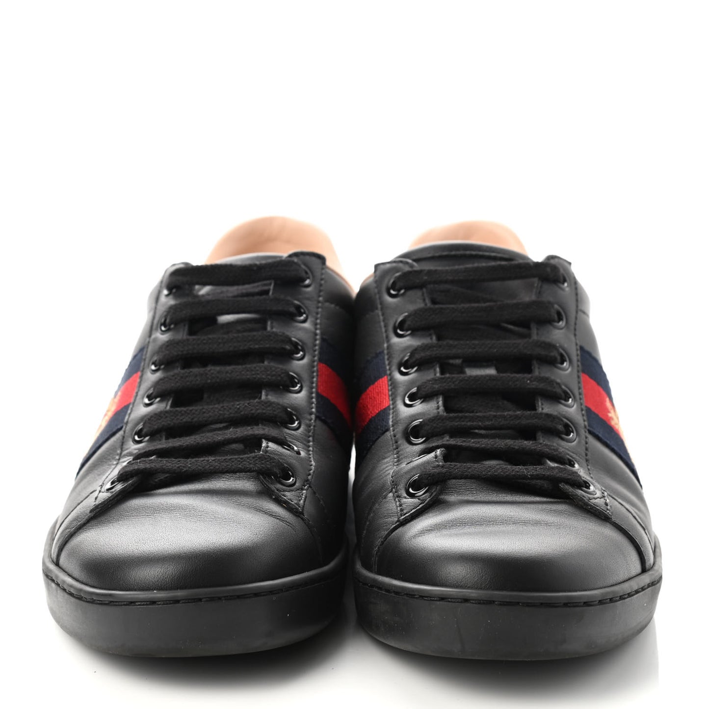 Calfskin Ayers Web Bee Embroidered Ace Sneakers 38 Black