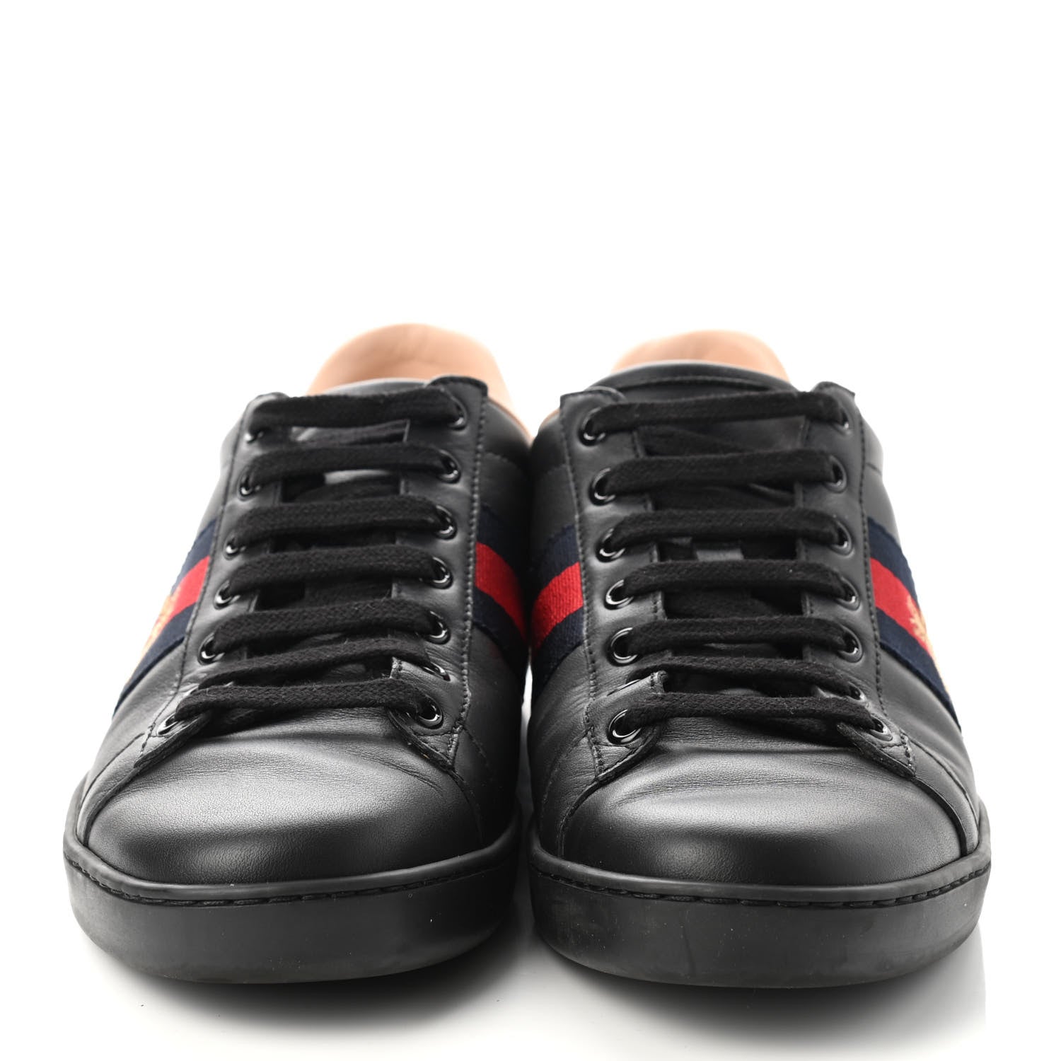 Gucci Calfskin Ayers Web Bee Embroidered Ace Sneakers 38 Black 2 of 8