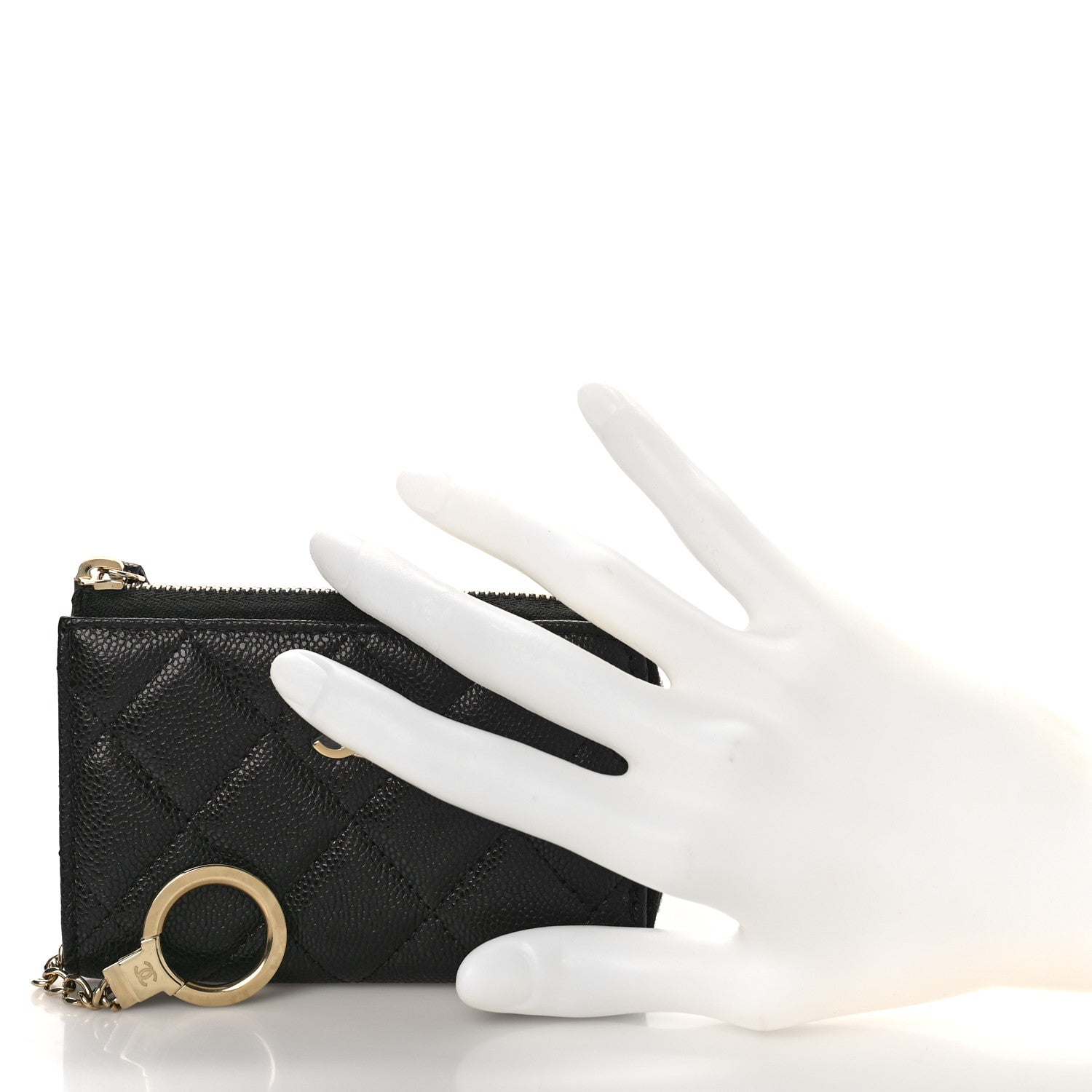 Chanel Caviar Quilted Zipped Key Holder Case Black 2 of 10