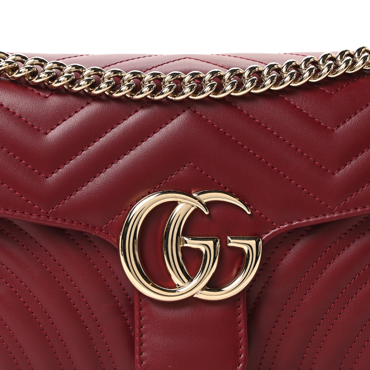 Gucci Calfskin Matelasse Small GG Marmont Shoulder Bag Rosso Ancora Red 8 of 10