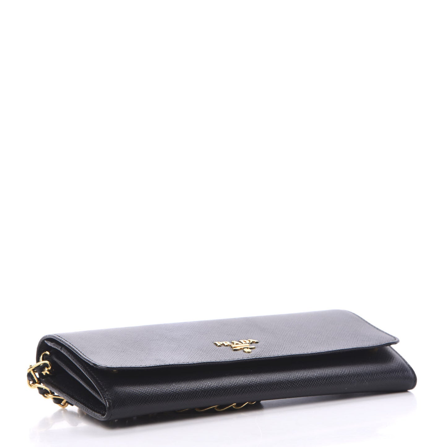 Saffiano Metal Oro Chain Wallet Black