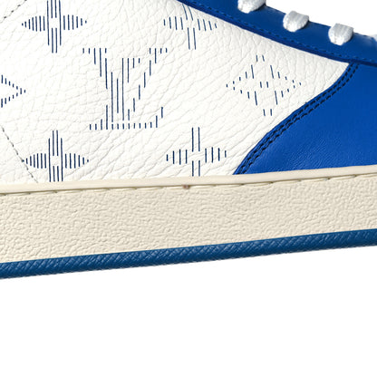 Louis Vuitton Calfskin Monogram Mens Rivoli High Top Sneakers 7.5 Blue 9 of 10