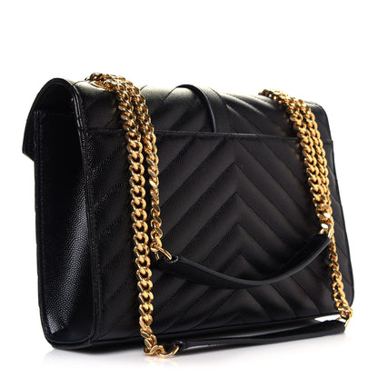 Saint Laurent Grain De Poudre Matelasse Chevron Medium Monogram Satchel Black 3 of 11