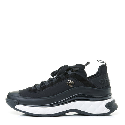 Chanel Velvet Calfskin Mixed Fibers CC Sneakers 41 Black 1 of 13