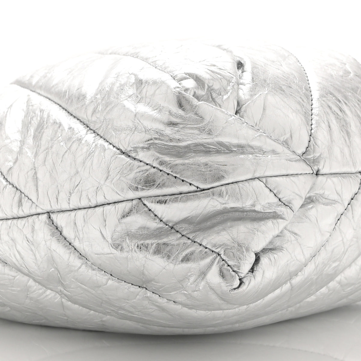 Balenciaga Crushed Calfskin Quilted Crush Small Tote Bag Silver 9 of 10